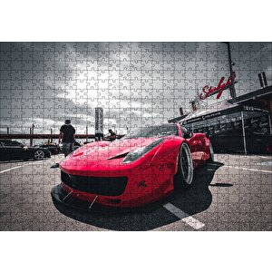 Kırmızı Ferrari Önden Görünüş Puzzle Yapboz Mdf Ahşap 500 Parça