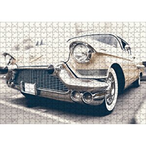 Krem Rengi Chevrolet Klasik Araba Puzzle Yapboz Mdf Ahşap 500 Parça