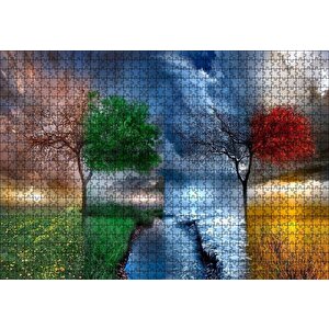 Cakapuzzle  4 Mevsim Bir Arada İllüstrasyon Puzzle Yapboz Mdf Ahşap