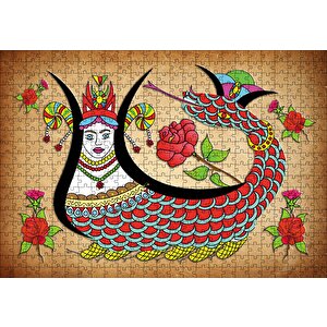 Kırem Zeminde Şahmaran Puzzle Yapboz Mdf Ahşap 500 Parça