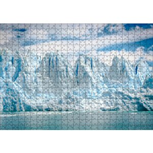 Buz Denizi Buzullar Ve Bulutlu Gökyüzü Puzzle Yapboz Mdf Ahşap 500 Parça