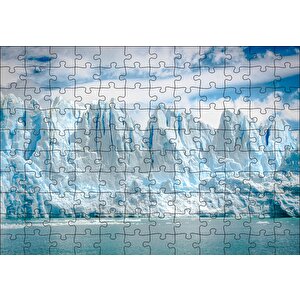 Buz Denizi Buzullar Ve Bulutlu Gökyüzü Puzzle Yapboz Mdf Ahşap 120 Parça