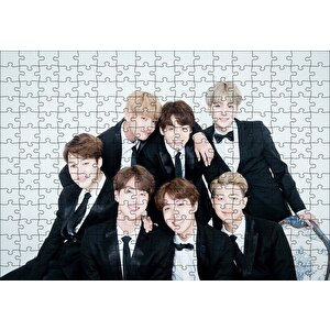 Bts Kore Pop Siyah Takım Elbiseli Puzzle Yapboz Mdf Ahşap 255 Parça