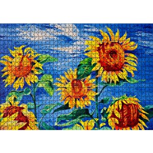 Boyama Sanatı Günebakan Görseli Puzzle Yapboz Mdf Ahşap 1000 Parça