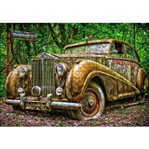 Ormanda Terkedilmiş Rolls Royce Puzzle Yapboz Mdf Ahşap 255 Parça