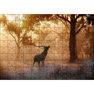 Mistik Orman Güneş Işıkları Ve Geyik Puzzle Yapboz Mdf Ahşap 120 Parça