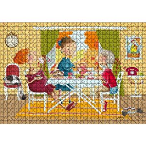 Kızlar Çay Keyfinde Puzzle Yapboz Mdf Ahşap 1000 Parça