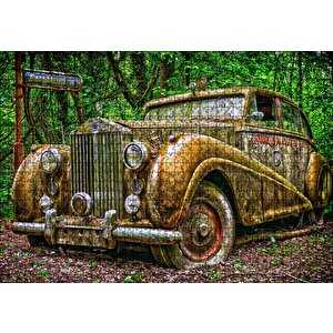Ormanda Terkedilmiş Rolls Royce Puzzle Yapboz Mdf Ahşap 1000 Parça