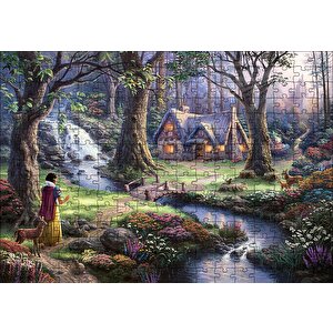 Pamuk Prenses Ve Ormandaki Kulübe Puzzle Yapboz Mdf Ahşap 255 Parça