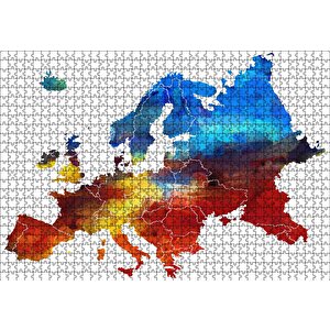 Avrupa Haritası Puzzle Yapboz Mdf Ahşap 1000 Parça