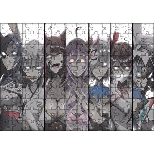 Anime Karakteri Kızlar Bir Arada Puzzle Yapboz Mdf Ahşap 120 Parça