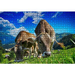 Yayladaki İnekler Puzzle Yapboz Mdf Ahşap 1000 Parça