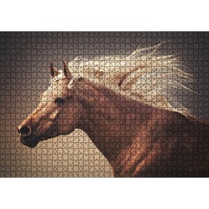 Kahve Rengi At Görseli Puzzle Yapboz Mdf Ahşap 1000 Parça
