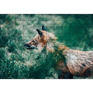 Ormanda Yeşillikler Arasındaki Tilki Puzzle Yapboz Mdf Ahşap 120 Parça