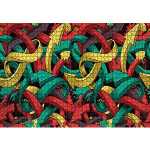 İç İçe Geşmiş Renkli Oklar Görseli Puzzle Yapboz Mdf Ahşap 1000 Parça