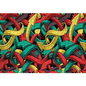 İç İçe Geşmiş Renkli Oklar Görseli Puzzle Yapboz Mdf Ahşap 500 Parça
