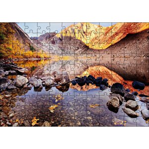 Sonbahar Renkleri Ve Berrak Dağ Gölü Puzzle Yapboz Mdf Ahşap 120 Parça