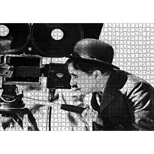 Charlie Chaplin Ve Kamera Puzzle Yapboz Mdf Ahşap 1000 Parça