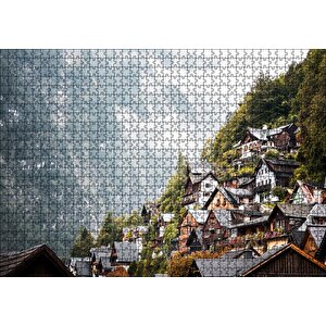 Avusturya Dağlarında Masalsı Evler Puzzle Yapboz Mdf Ahşap 1000 Parça