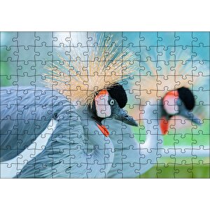 Cakapuzzle  Açık Mavi Renkli Tepeli Turna Görseli Puzzle Yapboz Mdf Ahşap