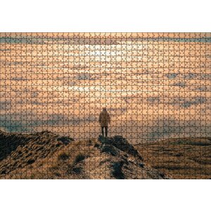 Kayalar Üstündeki Adam Ve Bulutlar Puzzle Yapboz Mdf Ahşap 1000 Parça