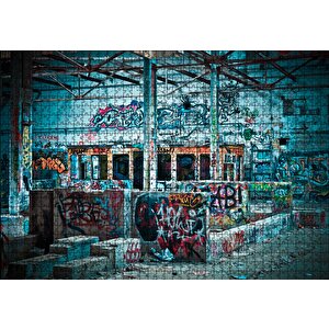 Banliyö İzbelerinde Graffiti Puzzle Yapboz Mdf Ahşap 1000 Parça