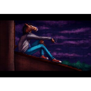 Çatıda Sigara İçen Bojack Horseman Puzzle Yapboz Mdf Ahşap 120 Parça