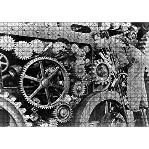 Modern Zamanlarda Charlie Chaplin2 Puzzle Yapboz Mdf Ahşap 1000 Parça