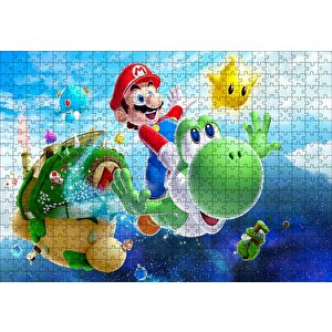 Super Mario Karakterleri Gökyüzünde Puzzle Yapboz Mdf Ahşap 500 Parça