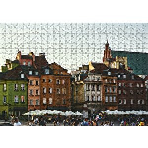 Tarihi Binalar Ve Meydanda İnsanlar Puzzle Yapboz Mdf Ahşap 500 Parça