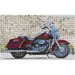 Harley Davidson Bordo Motorsiklet Puzzle Yapboz Mdf Ahşap 1000 Parça