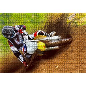 Motokros Spor Yarışı Anları Puzzle Yapboz Mdf Ahşap 1000 Parça