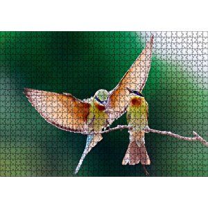 Cakapuzzle Daldaki Dişisini Besleyen Erkek Kuş Puzzle Yapboz Mdf Ahşap