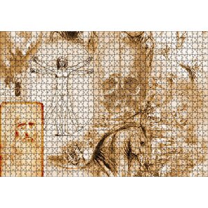 Ahşap Tabblo Leonardo Da Vinci Ve Eserleri Puzzle Yapboz Mdf Ahşap 1000 Parça