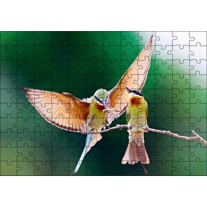 Daldaki Dişisini Besleyen Erkek Kuş Puzzle Yapboz Mdf Ahşap 120 Parça