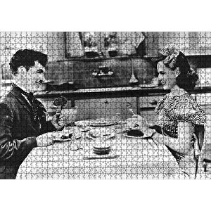 Chaplin Ve Goddard Modern Zamanlarda Puzzle Yapboz Mdf Ahşap 1000 Parça