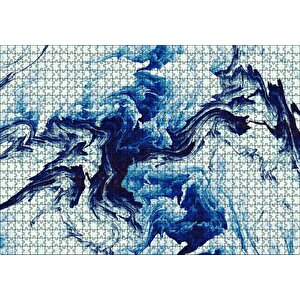 Karışan Mavi Beyaz Siyah Dalgalı Desenler Puzzle Yapboz Mdf Ahşap 1000 Parça