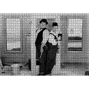 Laurel Hardy Tamirci Sahne Puzzle Yapboz Mdf Ahşap 1000 Parça