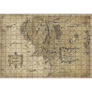 Sauron Gözünde Orta Dünya Haritası Mordor Puzzle Yapboz Mdf Ahşap 255 Parça