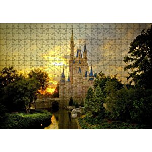 Masallar Ülkesi Şatosu Ve Gün Batımı Puzzle Yapboz Mdf Ahşap 500 Parça