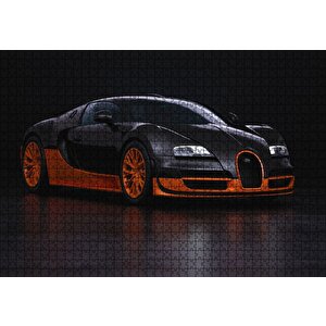 Siyah Turuncu Bugatti Puzzle Yapboz Mdf Ahşap 1000 Parça