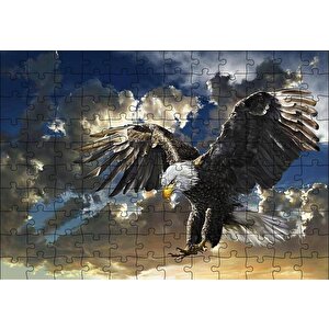 Bulutlu Gökler Ve Kartal Çizim Puzzle Yapboz Mdf Ahşap 120 Parça