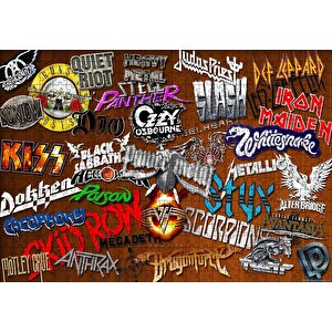 Meşhur Rock Grupları Puzzle Yapboz Mdf Ahşap 500 Parça