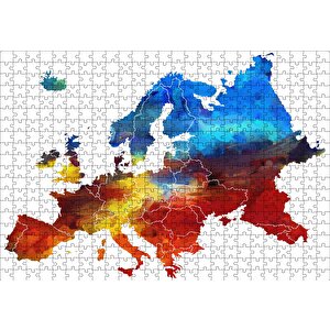 Avrupa Haritası Puzzle Yapboz Mdf Ahşap 500 Parça
