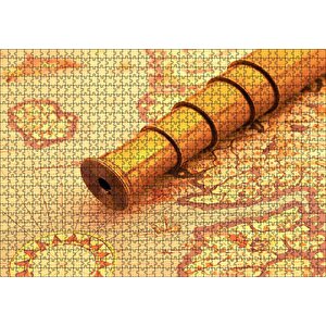 Christopher Columbus Harita Ve Dürbün Puzzle Yapboz Mdf Ahşap 1000 Parça