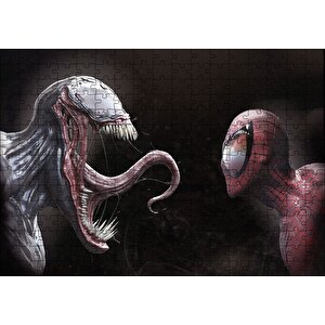 Venom Ve Örümcek Adam Dijital Çizim Puzzle Yapboz Mdf Ahşap 255 Parça