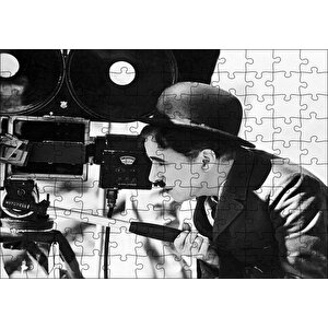 Charlie Chaplin Ve Kamera Puzzle Yapboz Mdf Ahşap 120 Parça