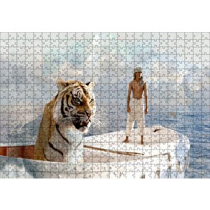 Pi'nin Yaşamı Sandalda Kader Arkadaşları Puzzle Yapboz Mdf Ahşap 500 Parça