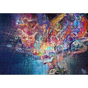 Dijital Soyut Hayal Gördüren Resim Puzzle Yapboz Mdf Ahşap 500 Parça