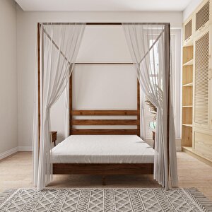 Natura Model Cibindirik Askılıklı Ceviz Renk Çam Ahşap Karyola 120x200 cm